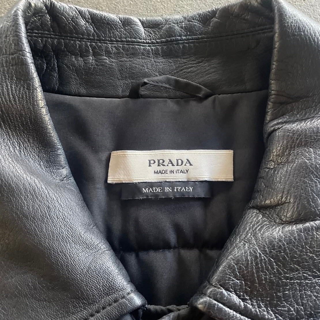 2000s prada leather docking bomber blouson XL
