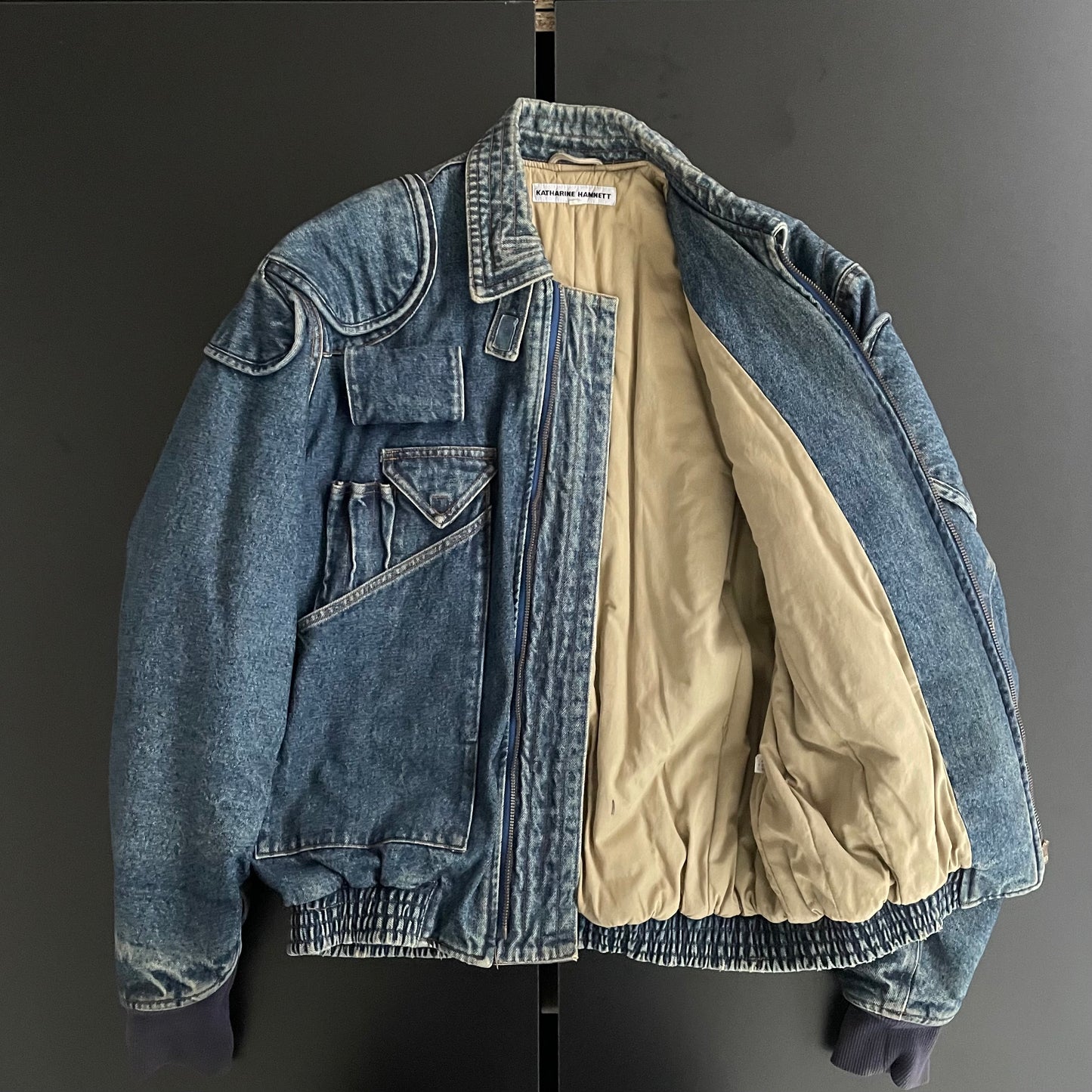 1986aw katharine hamnett denim bomber jacket L