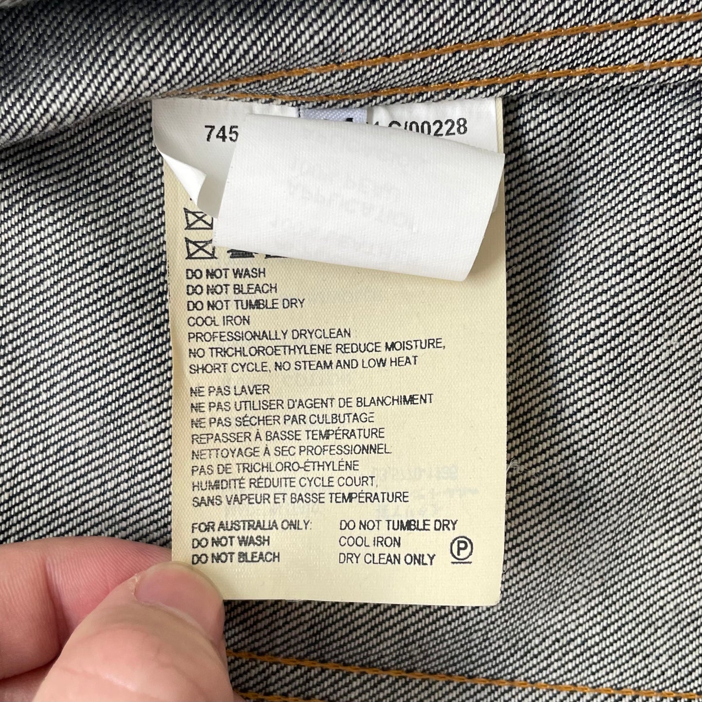 2003ss helmut lang leather sleeve denim jacket 44