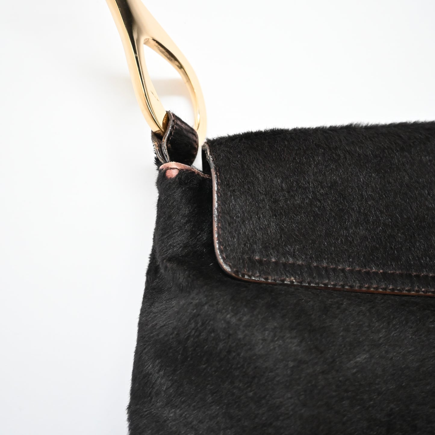 1996aw gucci gold bangle calf hair shoulder bag