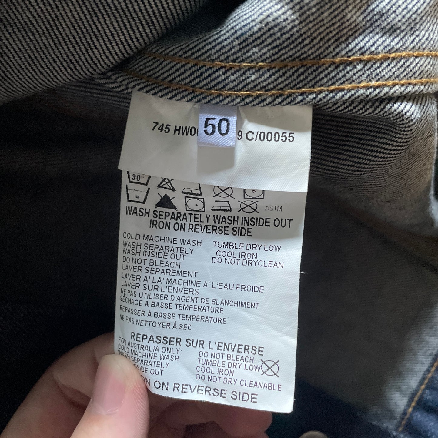 2003ss helmut lang leather sleeve denim jacket 50