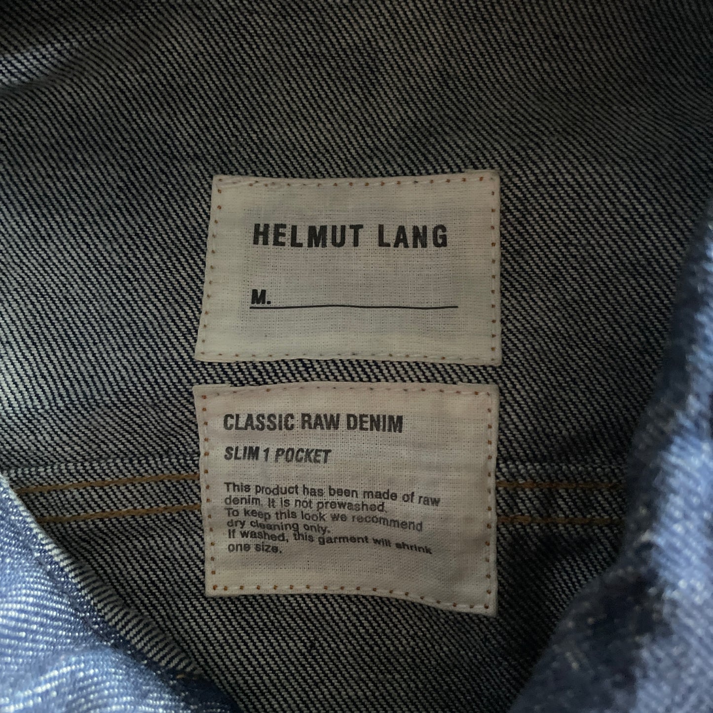 2003ss helmut lang leather sleeve denim jacket 50