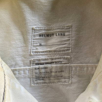 2003ss helmut lang leather sleeve denim jacket 50