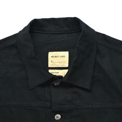 2003ss helmut lang leather sleeve denim jacket 52