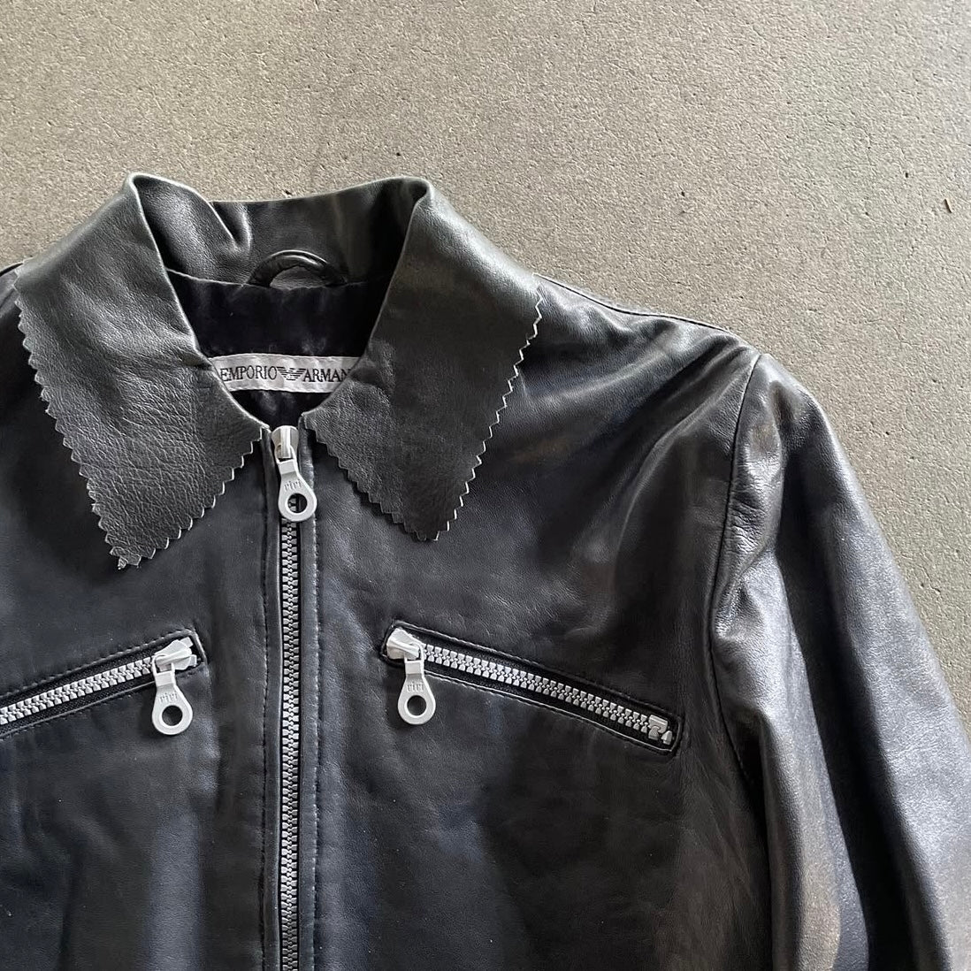 1996ss emporio armani short leather jacket 40