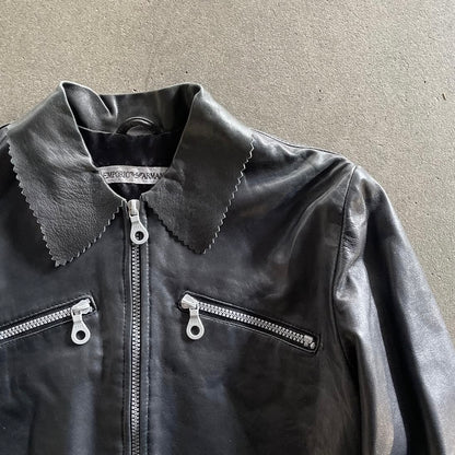 1996ss emporio armani short leather jacket 40
