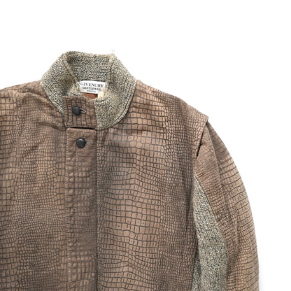 1980s givenchy leather docking wool jacket M