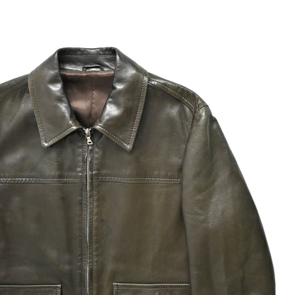 1990s prada lamb brown leather jacket 46