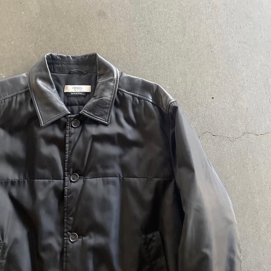 2000s prada leather docking bomber blouson XL