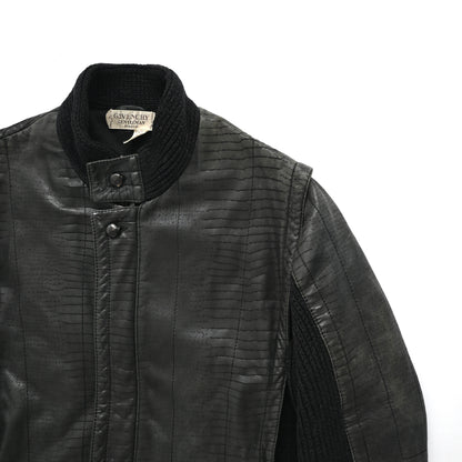 1980s givenchy leather docking wool jacket M