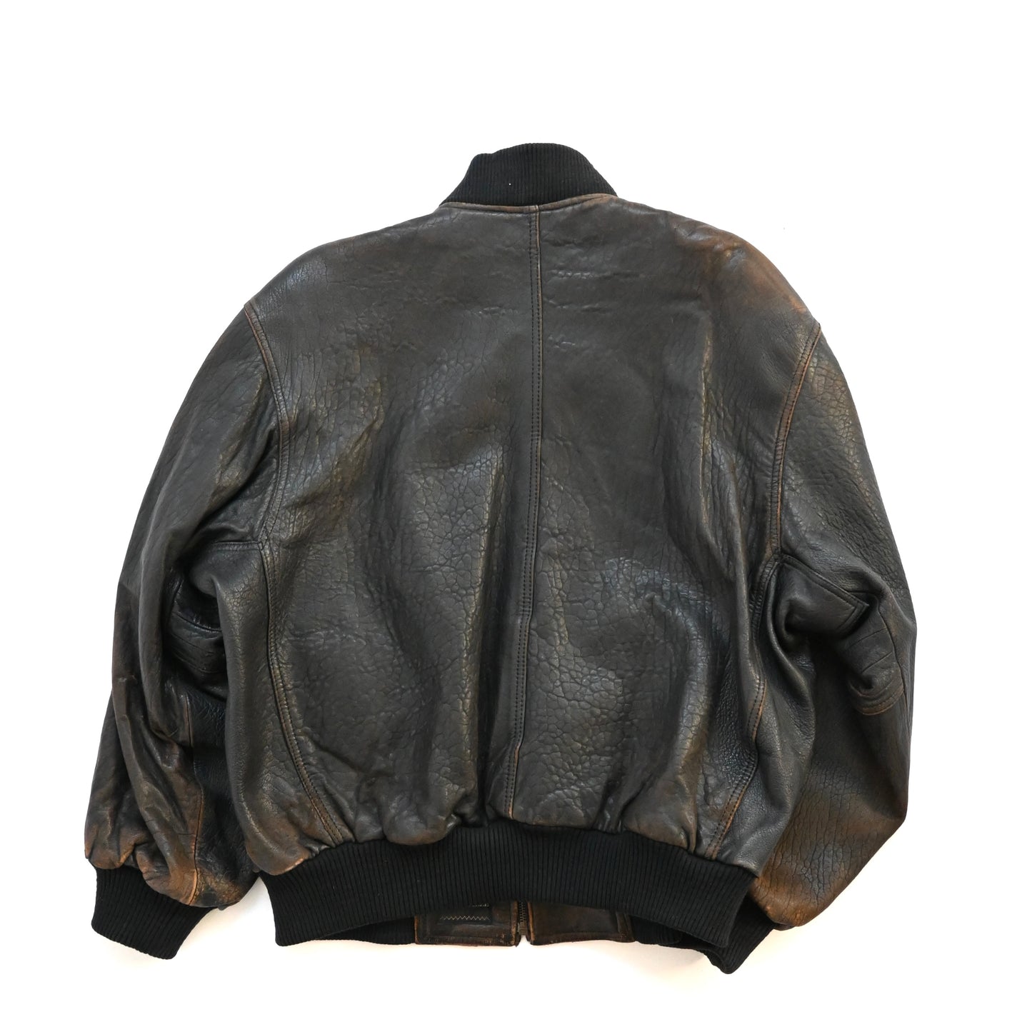 1980s boneville crushed lamb leather bomber jacket 48