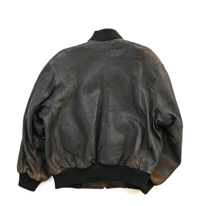 1980s boneville crushed lamb leather bomber jacket 48