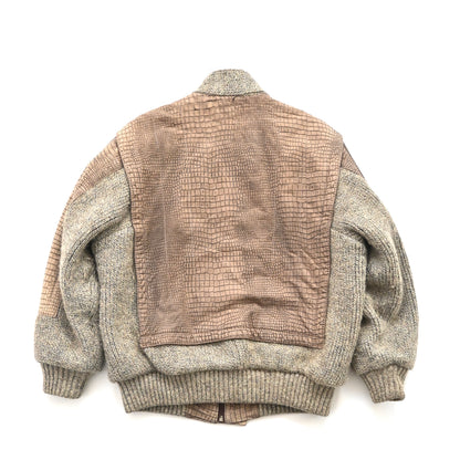 1980s givenchy leather docking wool jacket M