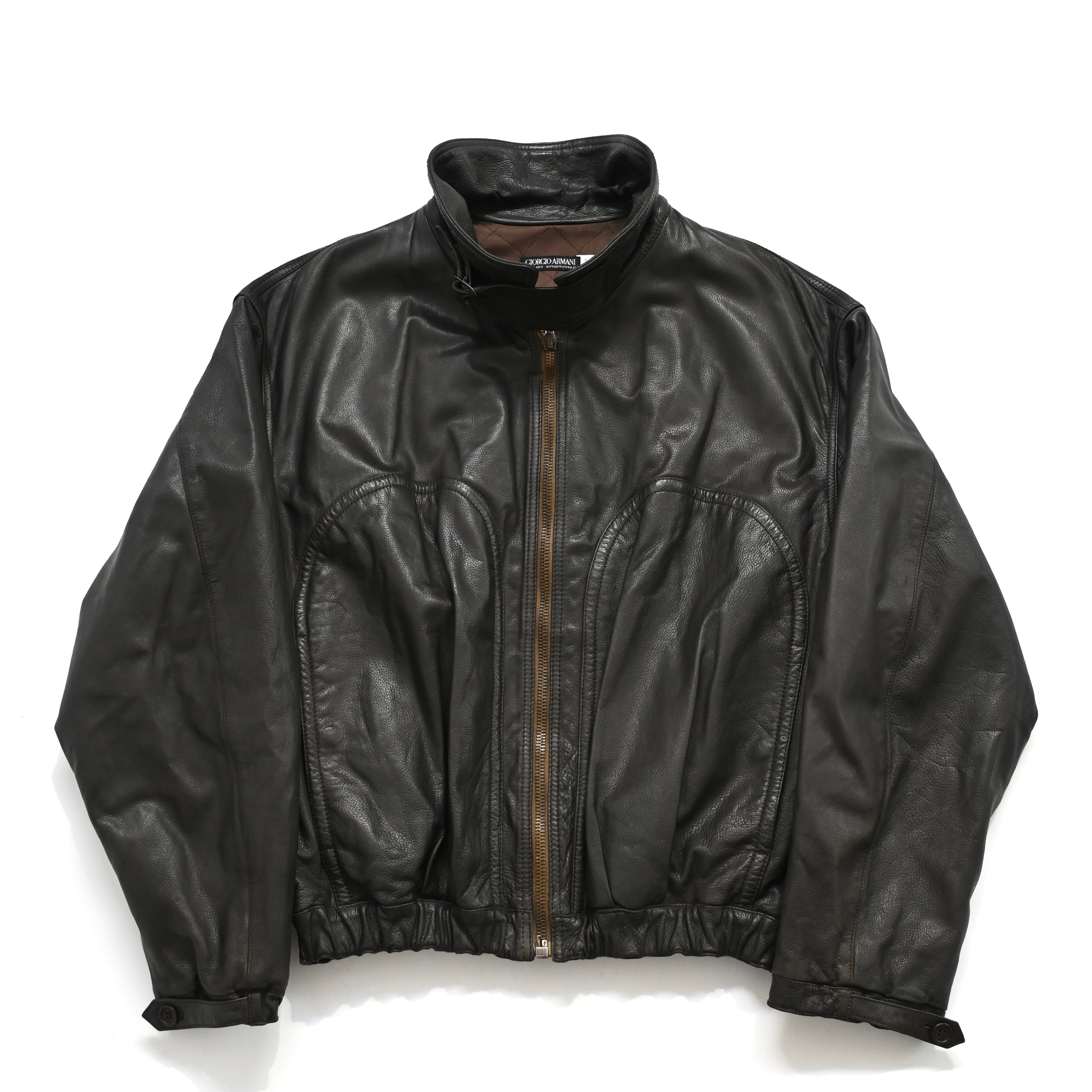 ジャケット・アウター GIORGIO ARMANI lamb leather jacket 1990s giorgio armani lamb leather flight jacket 54 – vexed_store