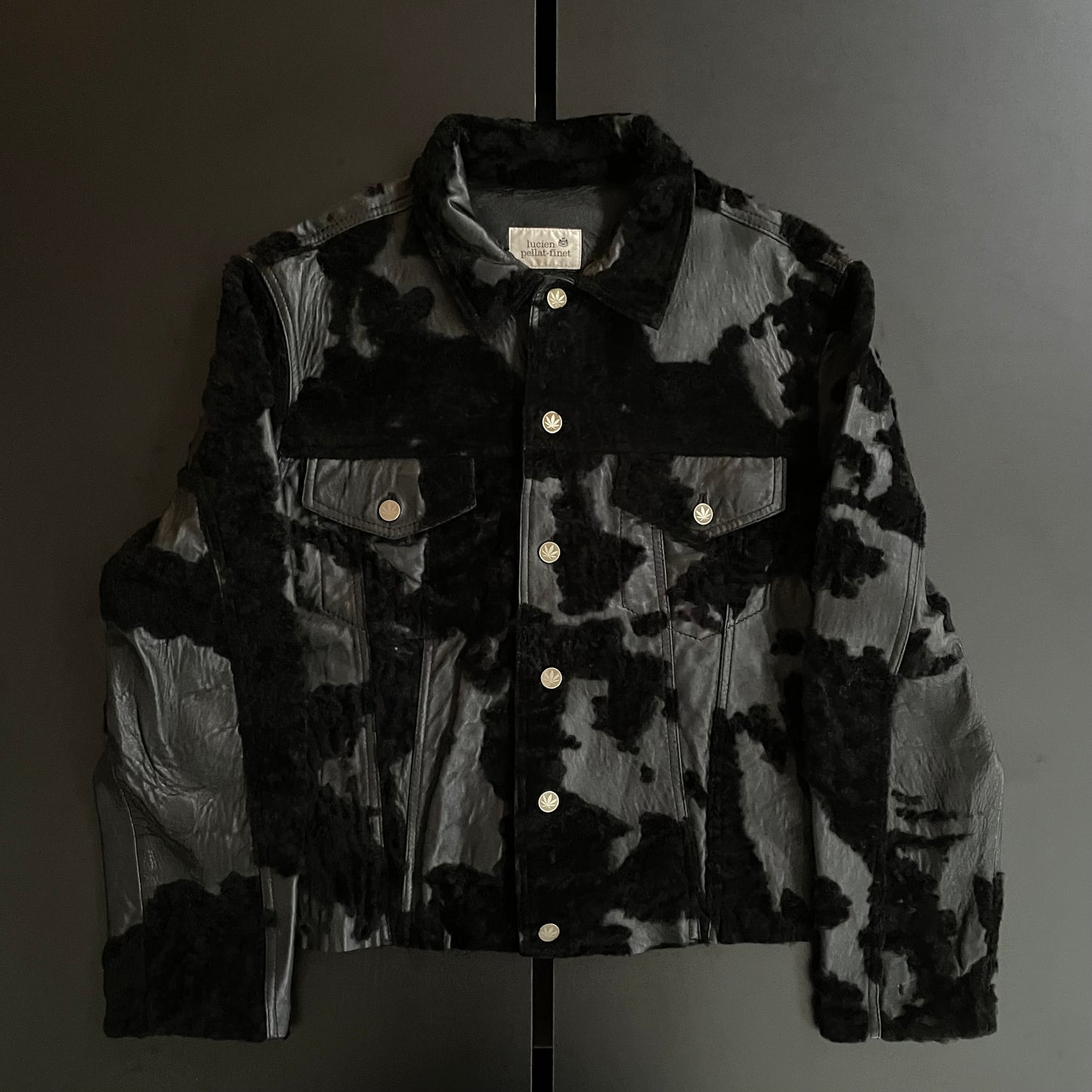 1990s lucien pellat finet fur docking leather jacket L