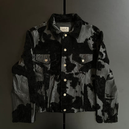 1990s lucien pellat finet fur docking leather jacket L