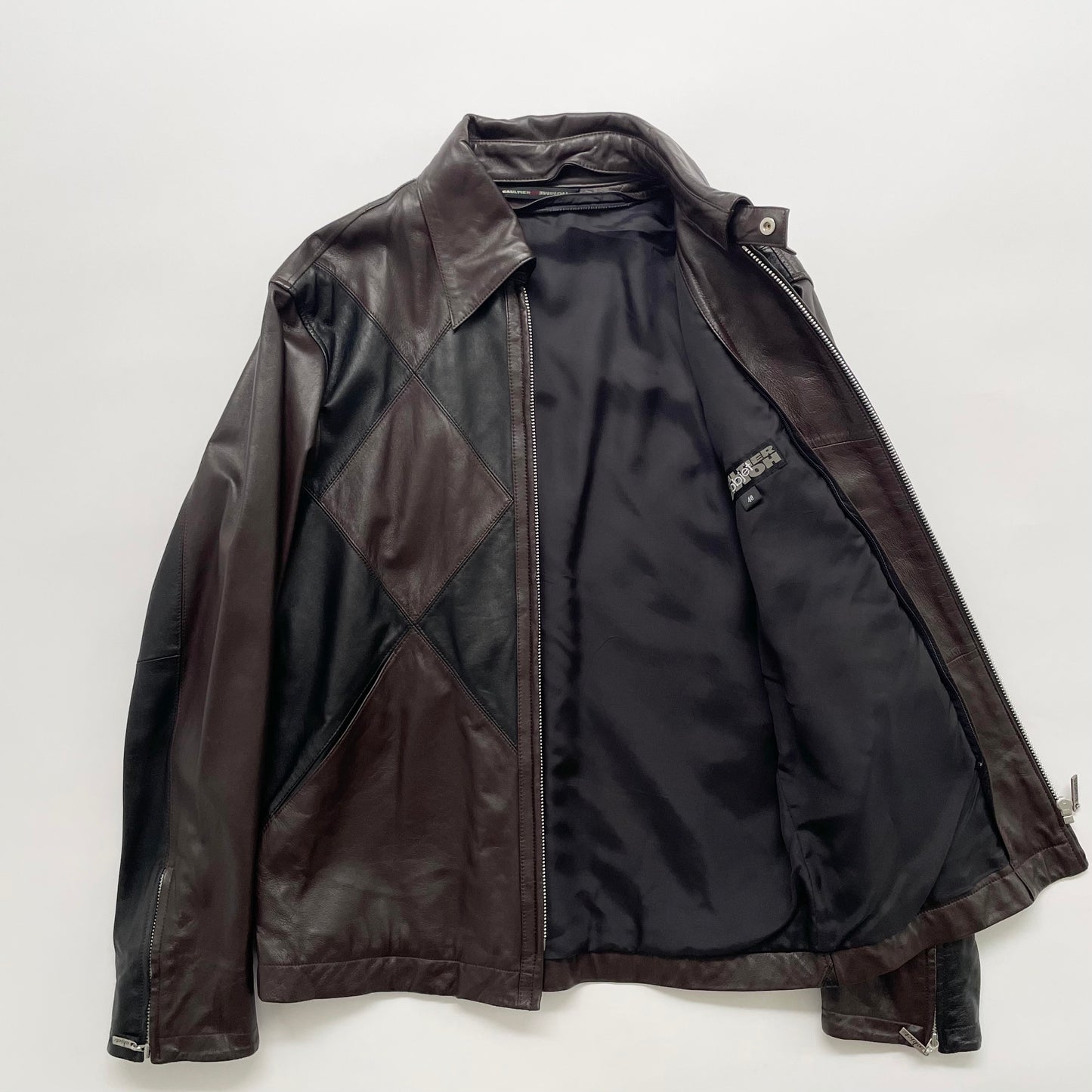 2000s jean paul gaultier argyle lamd leather jacket 48