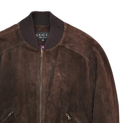 2000s gucci suede leather bomber jacket 52 by Tom ford