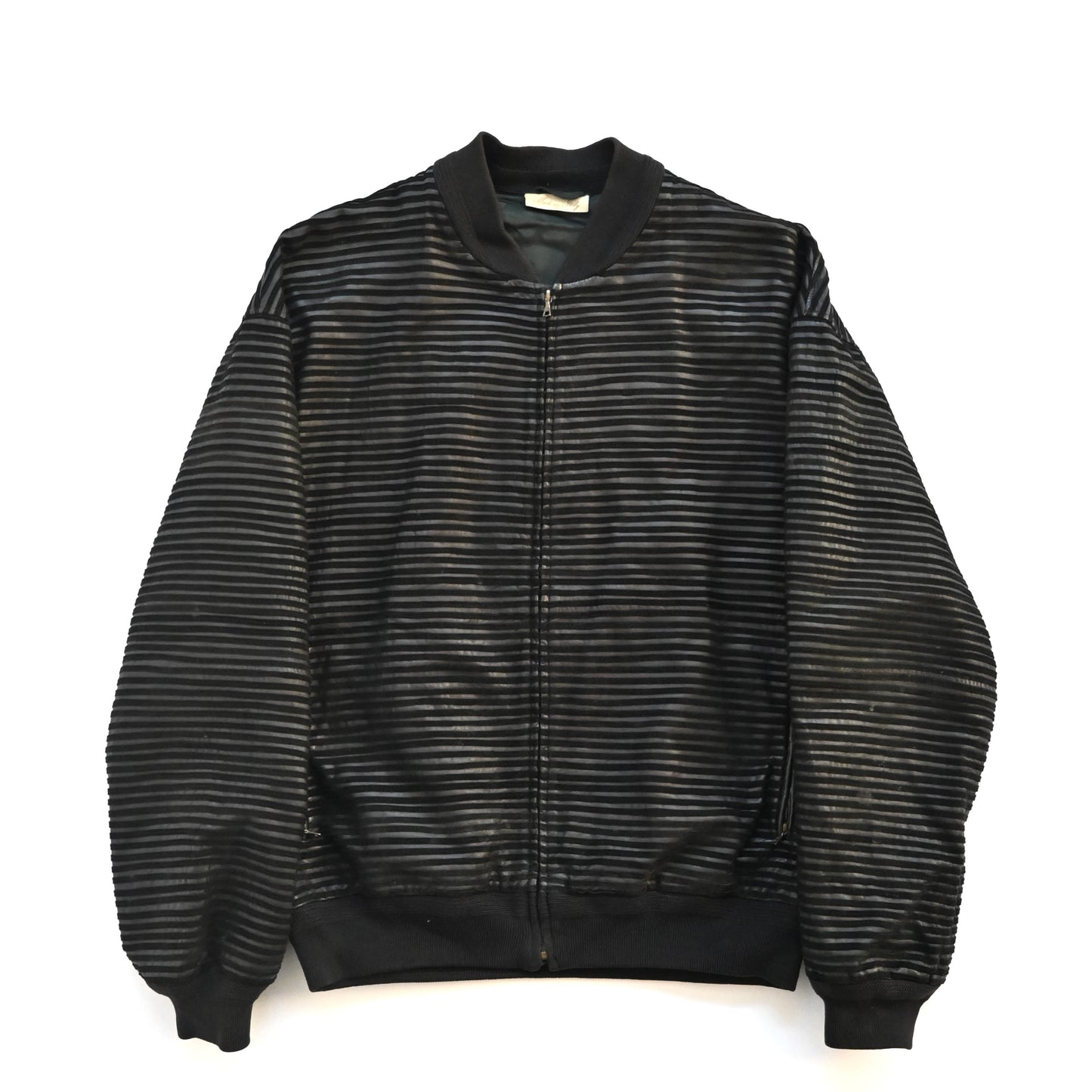 1990s gianfranco ferre stripe piping leather bomber jacket 50