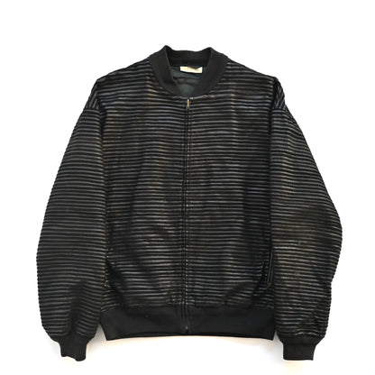 1990s gianfranco ferre stripe piping leather bomber jacket 50