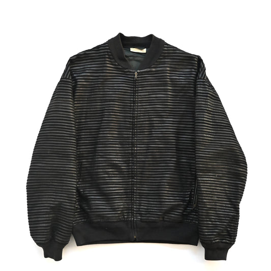 1990s gianfranco ferre stripe piping leather bomber jacket 50