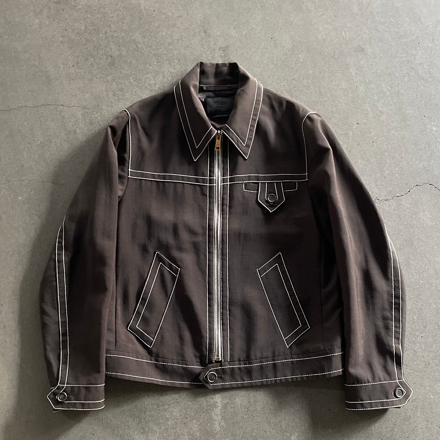 2015ss prada dark brown stitch blouson 48