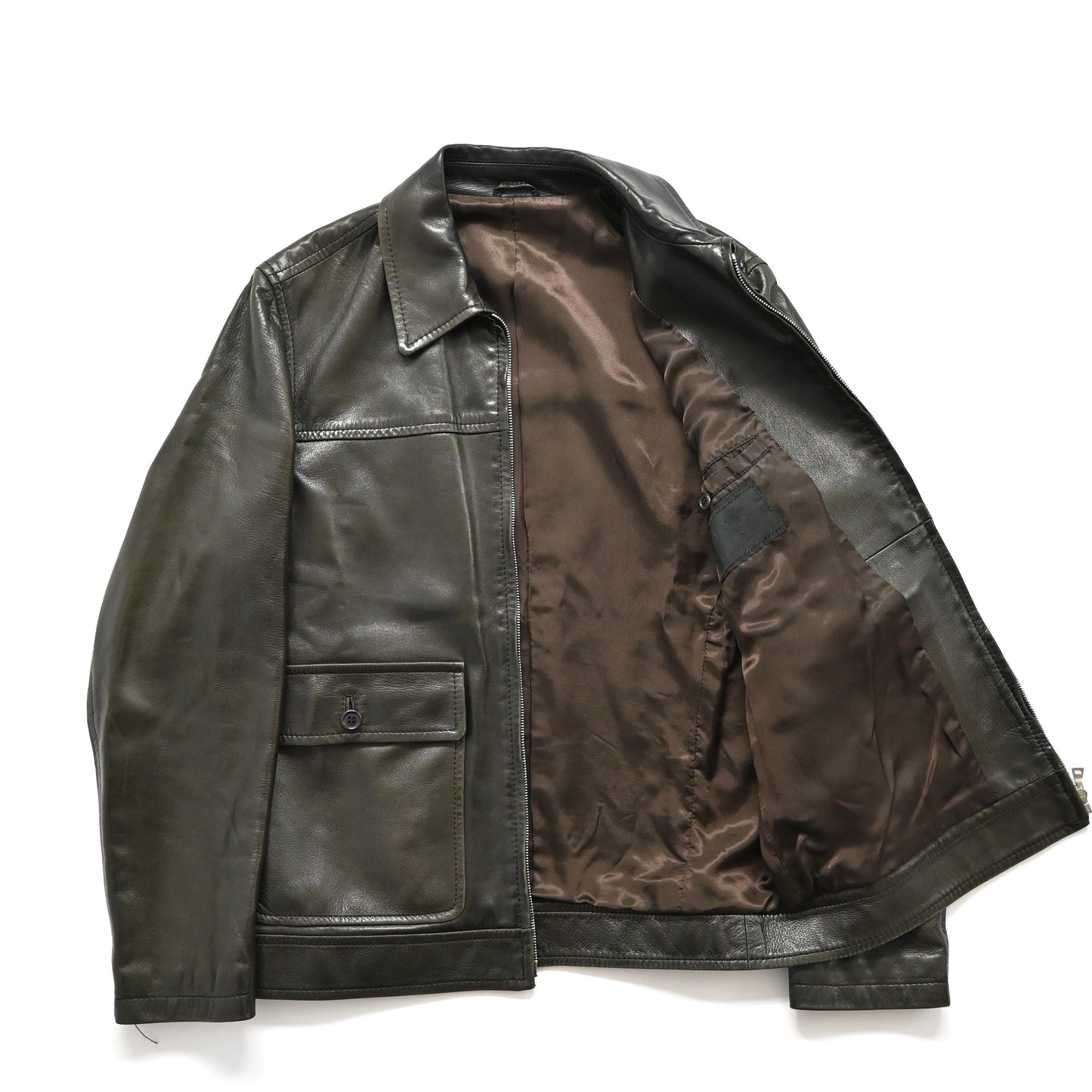 1990s prada lamb brown leather jacket 46