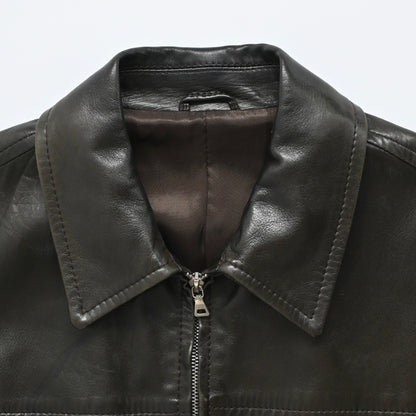 1990s prada lamb brown leather jacket 46