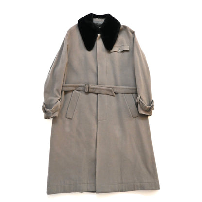 1990s claude montana fur docking wool coat 50