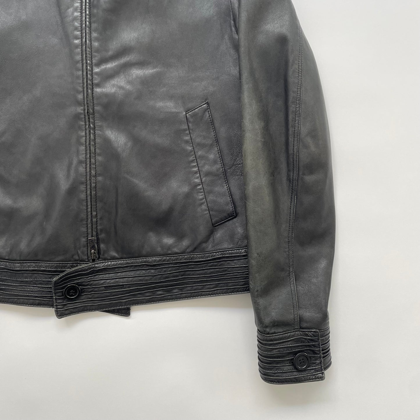 2007aw emporio armani piping leather jacket 52