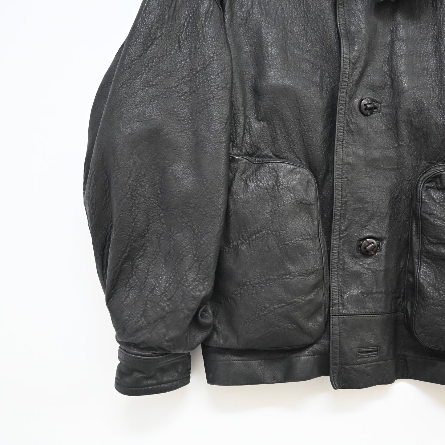 1980s issey miyake mouton neck lamb leather jacket L set up