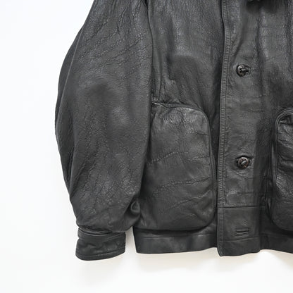 1980s issey miyake mouton neck lamb leather jacket L set up