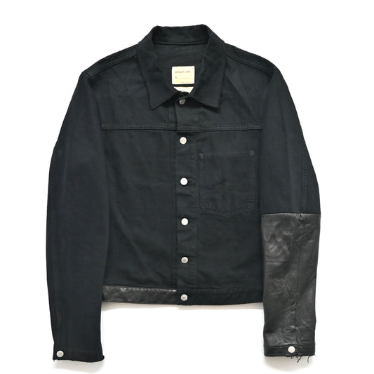 2003ss helmut lang leather sleeve denim jacket 52