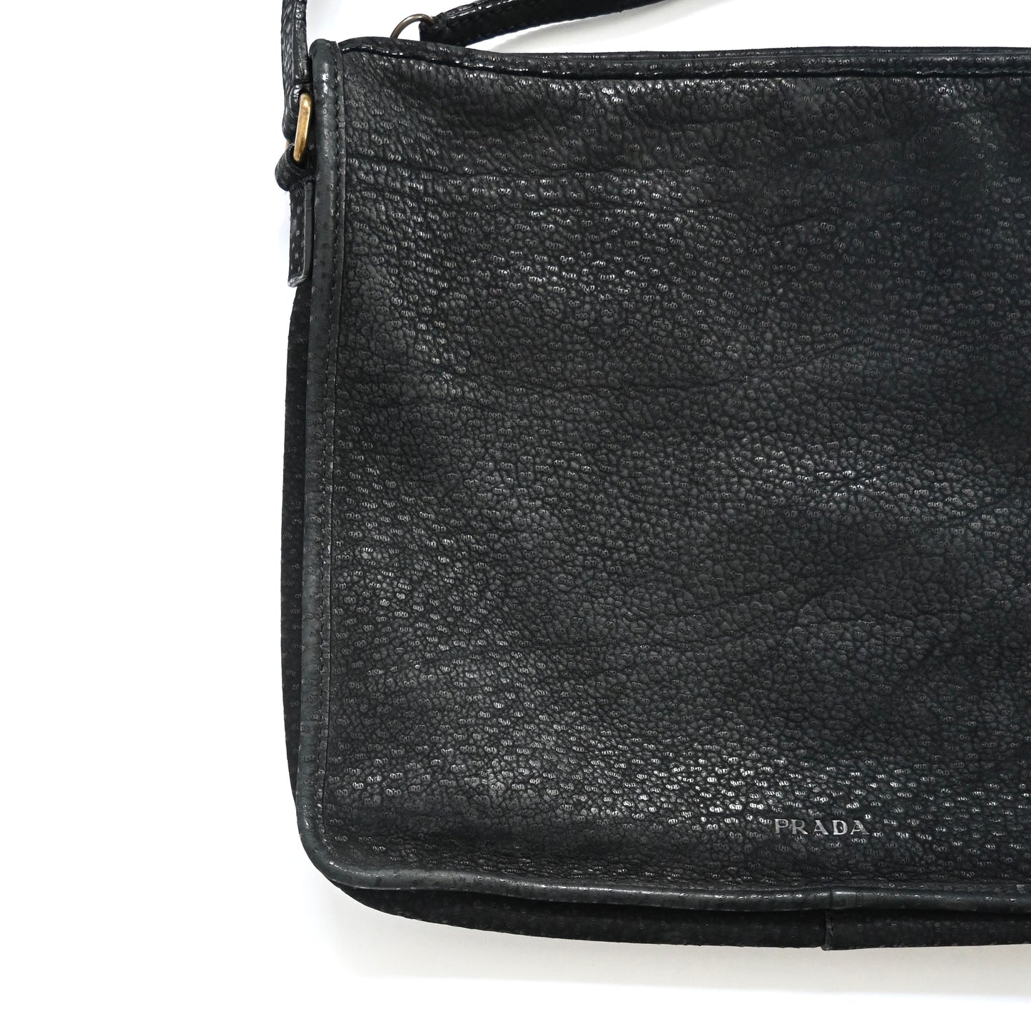 1990s prada pebbled leather shoulder bag