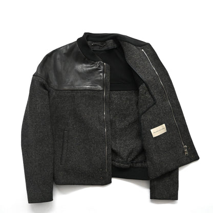 2009aw balenciaga leather docking wool ma-1 jacket 48