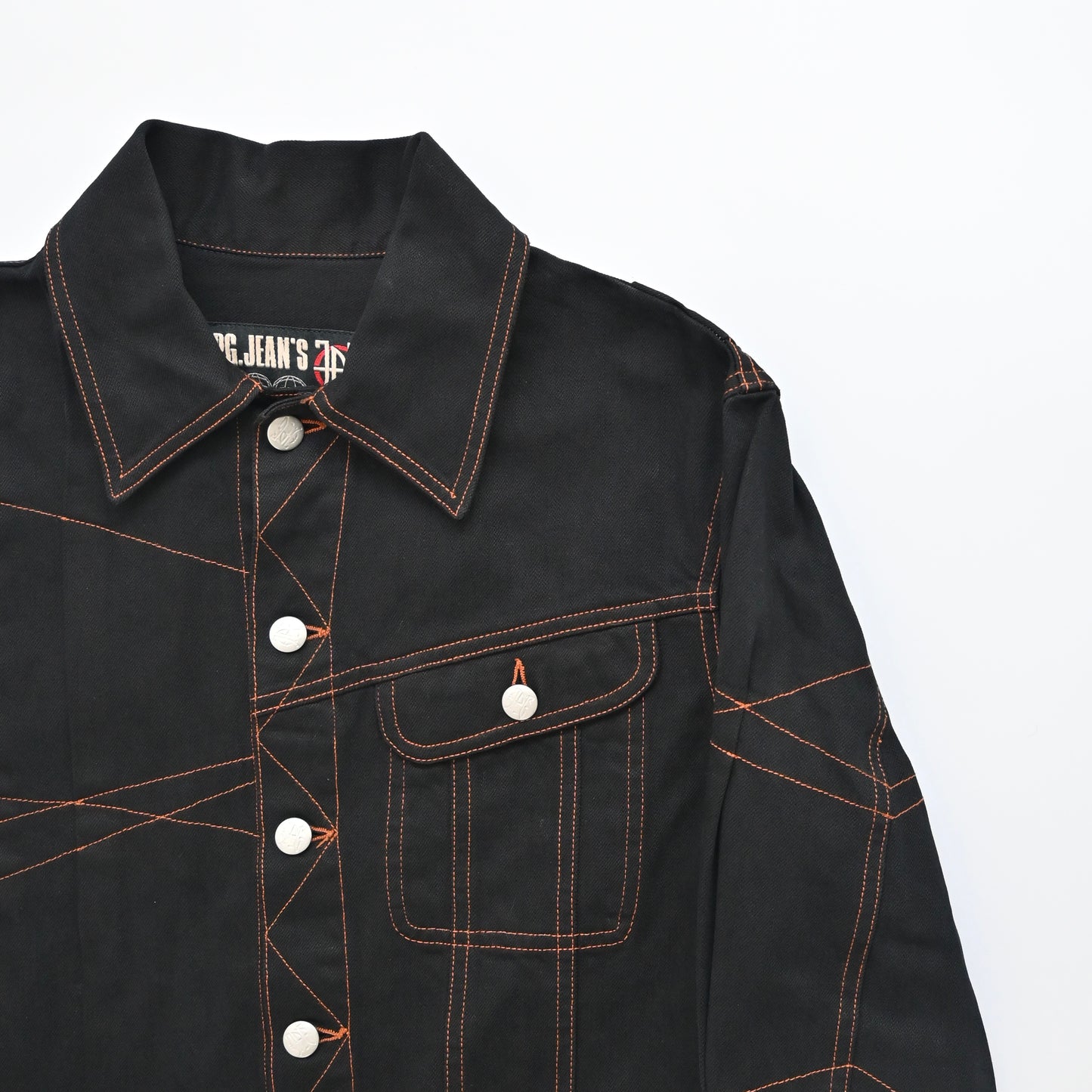 2000s jean paul gaultier folded panel denim jacket 46