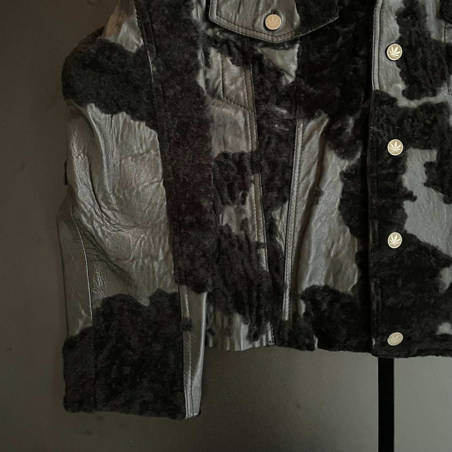 1990s lucien pellat finet fur docking leather jacket L