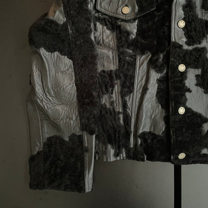 1990s lucien pellat finet fur docking leather jacket L