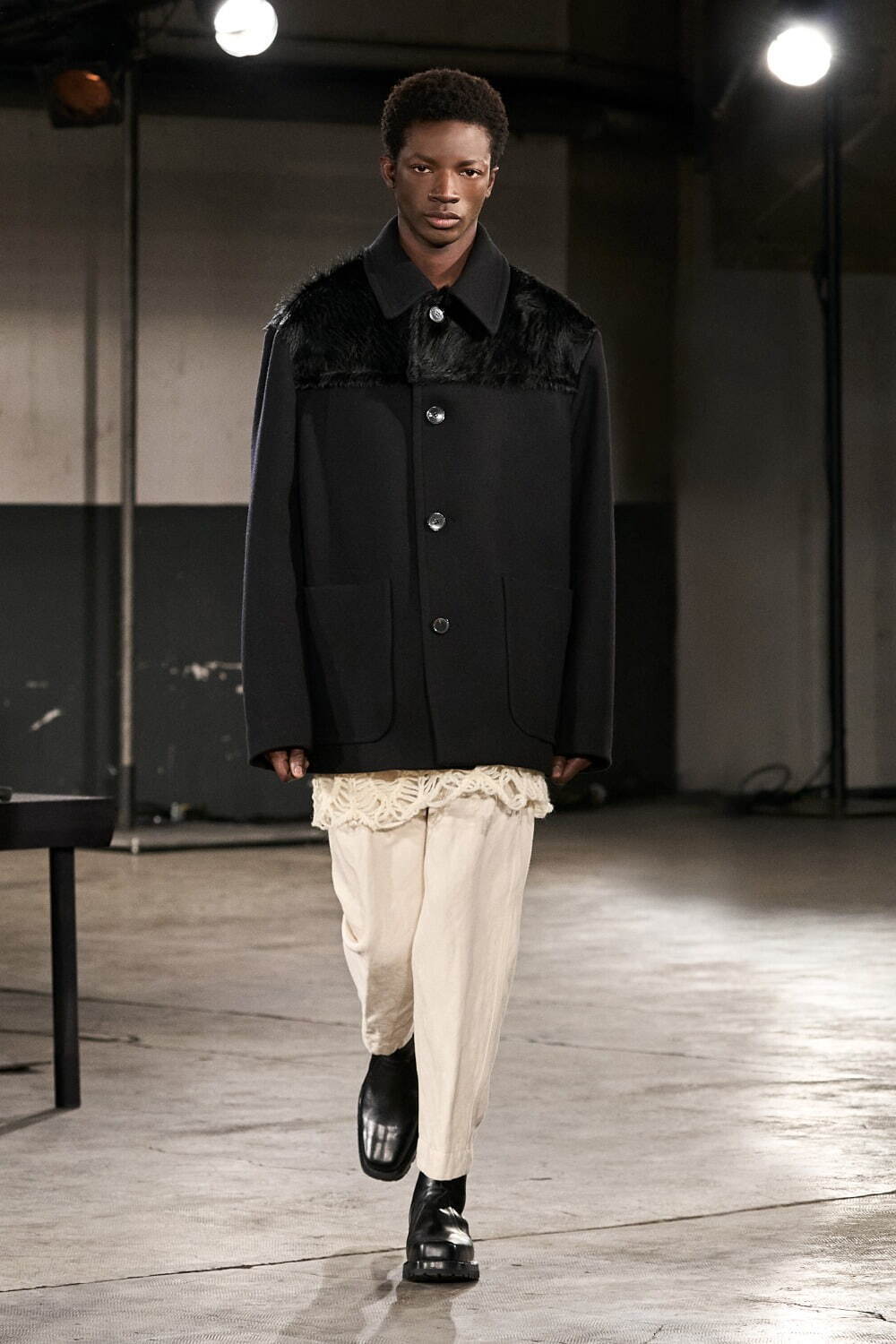 2023aw dries van noten work wear panelled wool coat M