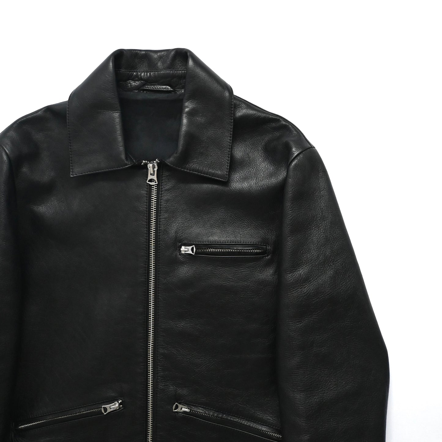 2016ss acne studios calfskin black leather jacket 48