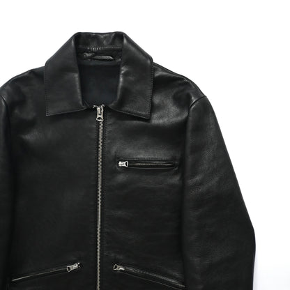2016ss acne studios calfskin black leather jacket 48