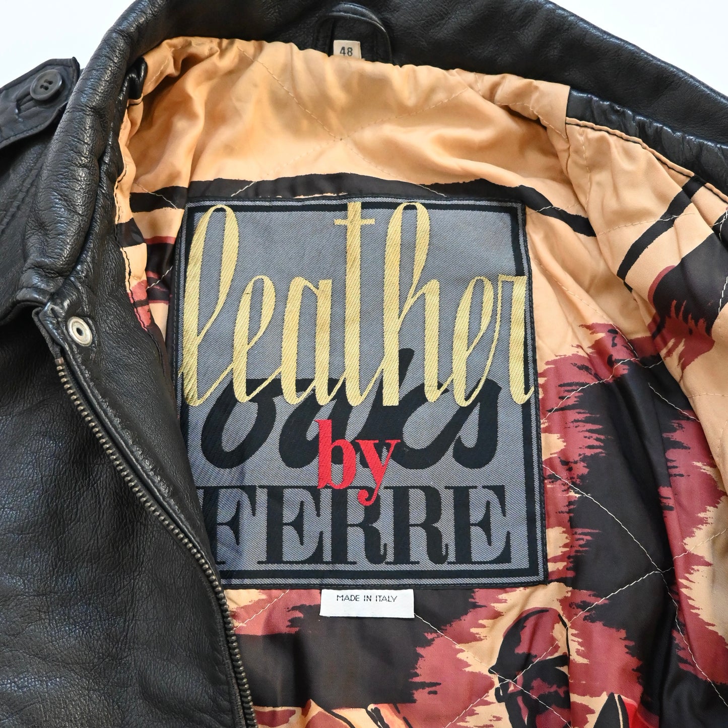 1990s gianfranco ferre cow leather jacket 48