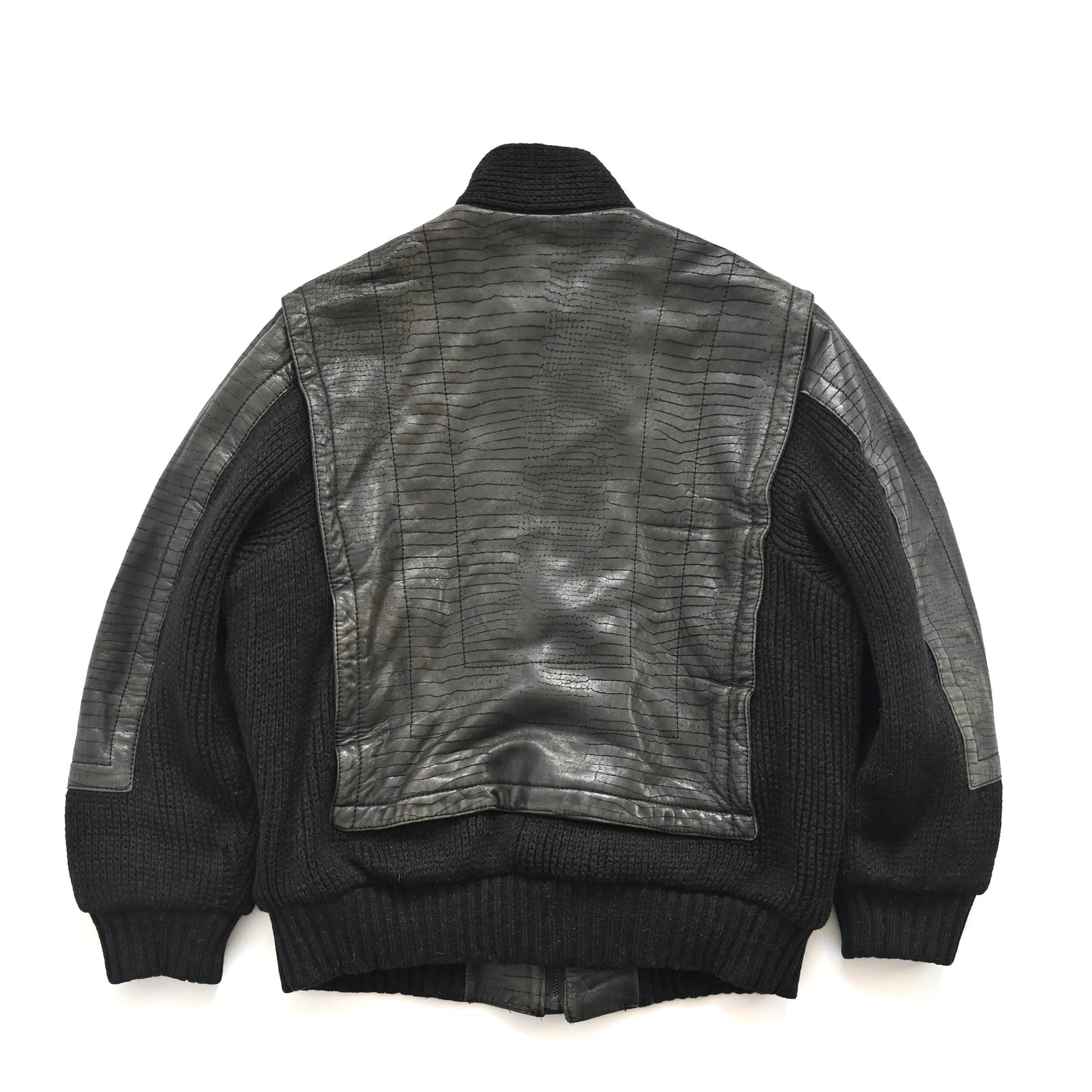 1980s givenchy leather docking wool jacket M