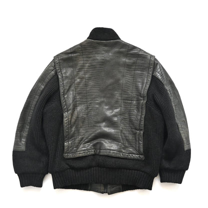 1980s givenchy leather docking wool jacket M
