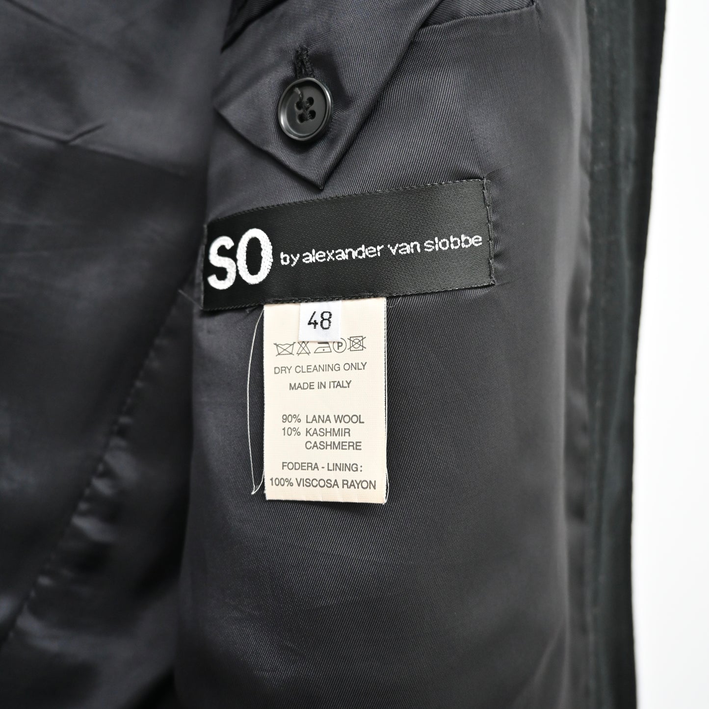 1999aw so by alexander van slobbe leather piping wool jacket 48