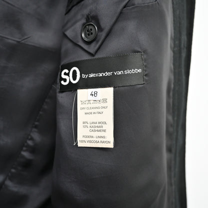 1999aw so by alexander van slobbe leather piping wool jacket 48