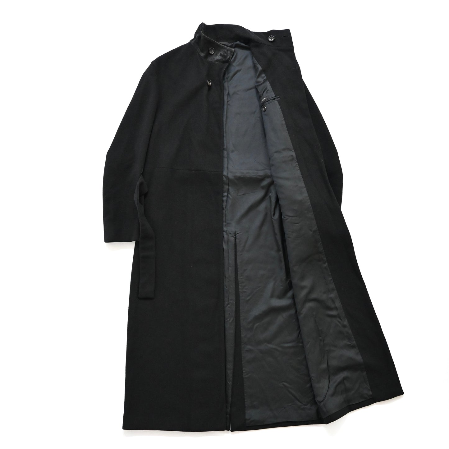 2000s jil sander calf hair docking wool long coat 46