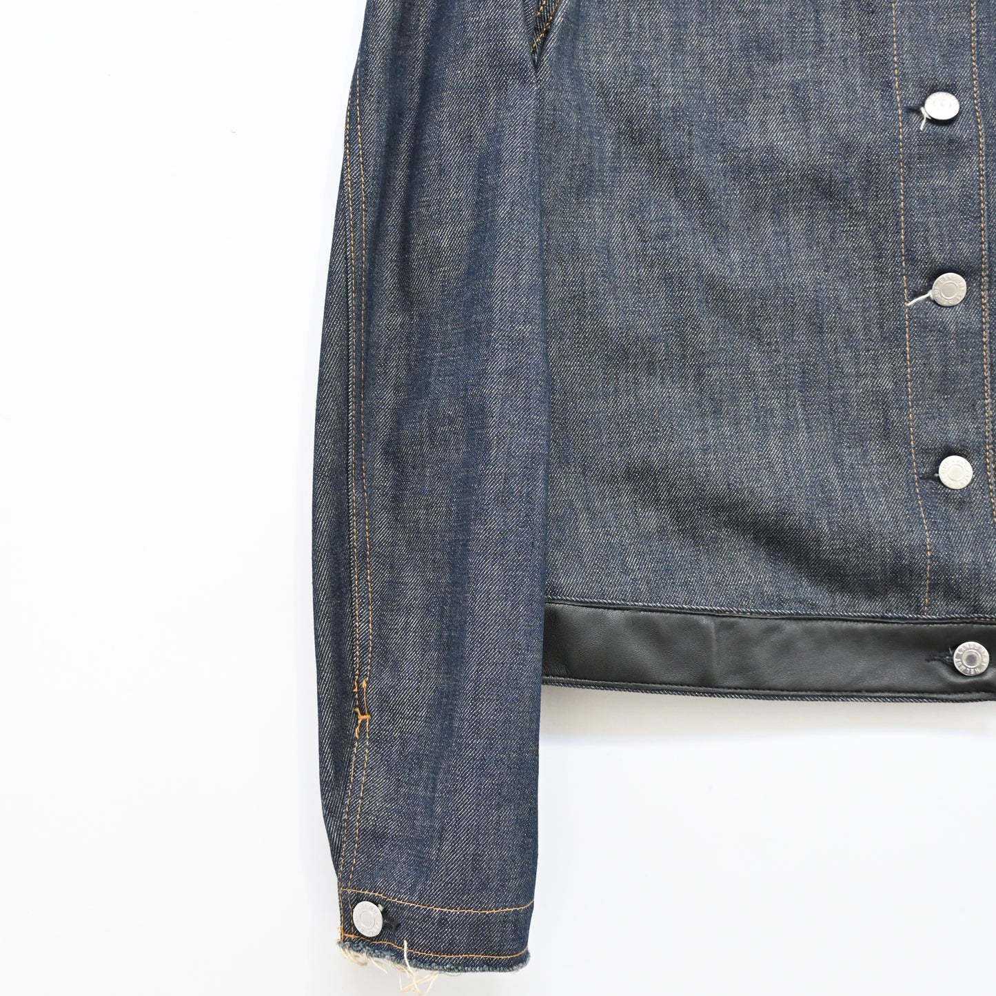 2003ss helmut lang leather sleeve denim jacket 44