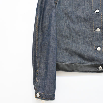 2003ss helmut lang leather sleeve denim jacket 44