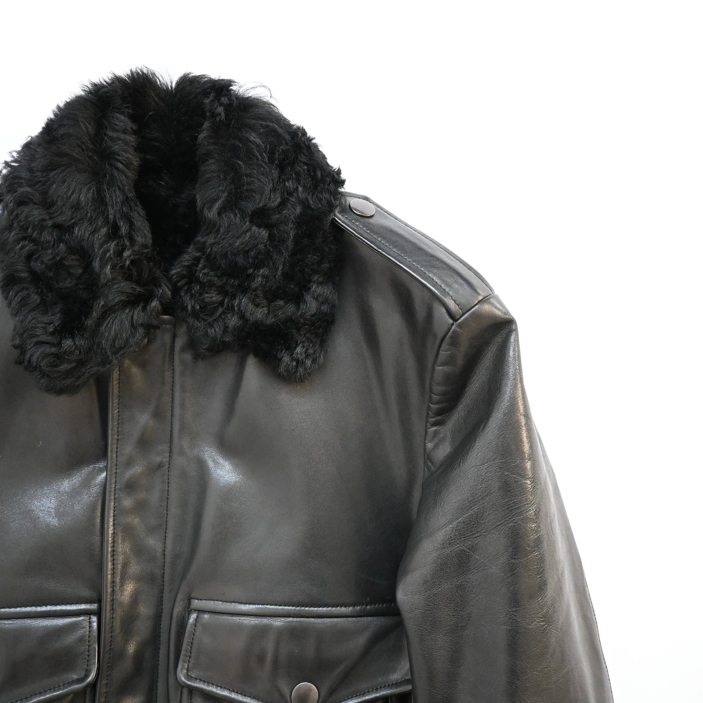 2000s gucci fur docking cow leather jacket 46 by Tom ford